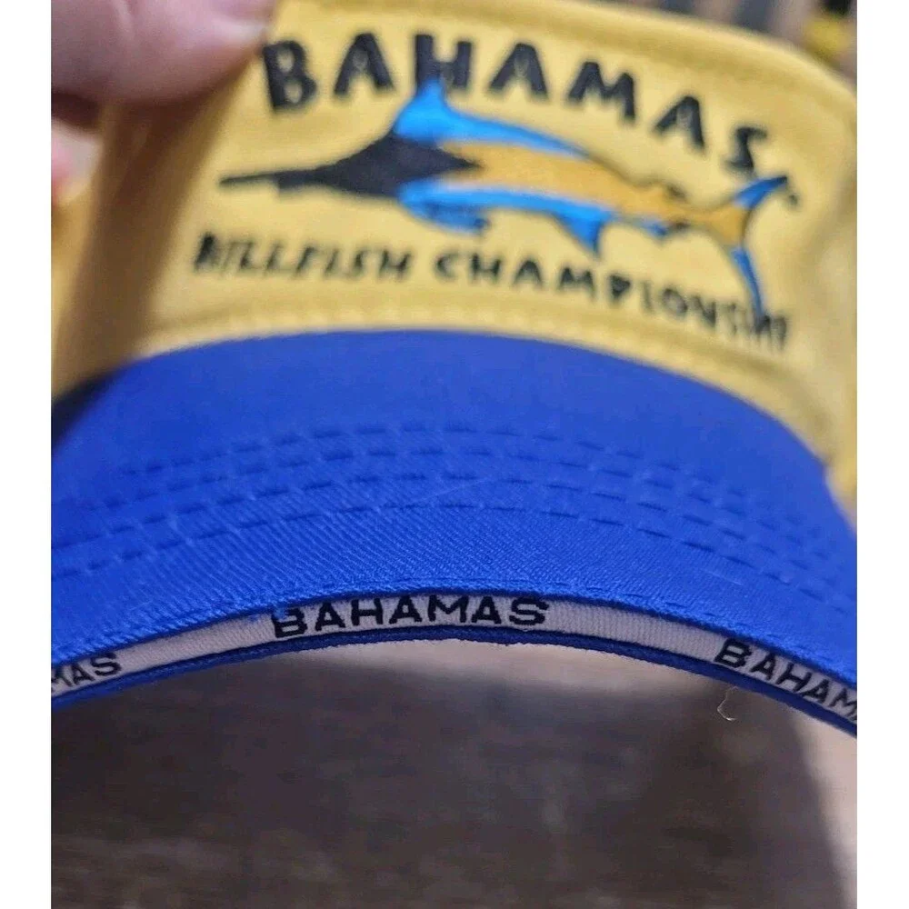 Bahamas Billfish Championship Yellow Blue Visor Fishing Hat Cap Adjustable